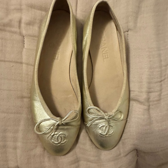 Chanel Gold Ballet Flats - Picture 1 of 5